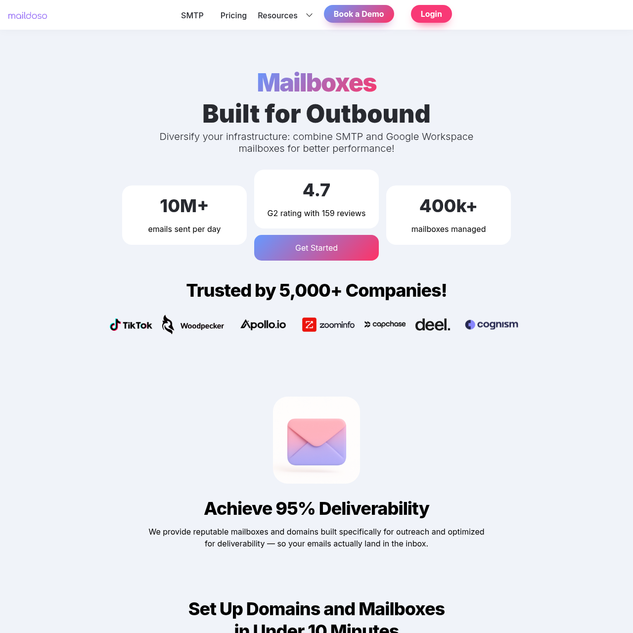 Maildoso pricing page